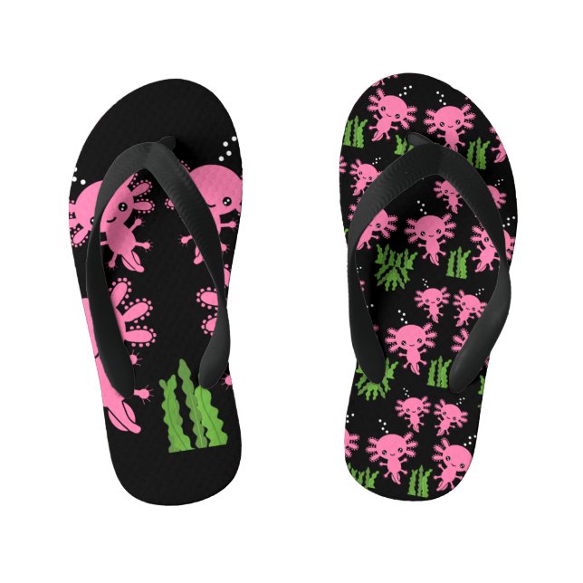 Exotic Axototl Salamander  Kid's Flip Flops (Footbed)