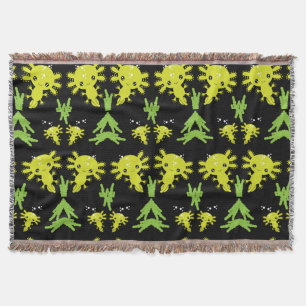 Exotic Axototl Salamander Throw Blanket