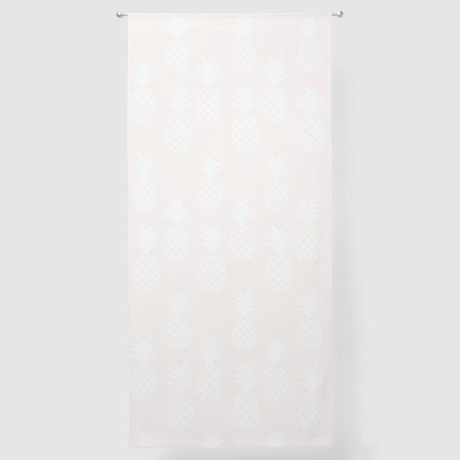 Exotic Baby Pink White Pineapple Pattern  Sheer Curtains (Front)