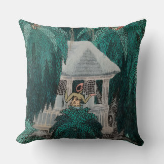 Exotic Balinese painting with palms Throw Pillow