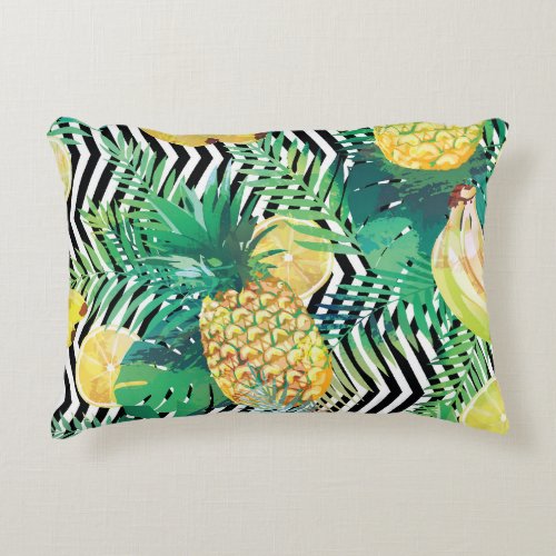 Exotic Bananas Lemons Tropical Seamless Accent Pillow