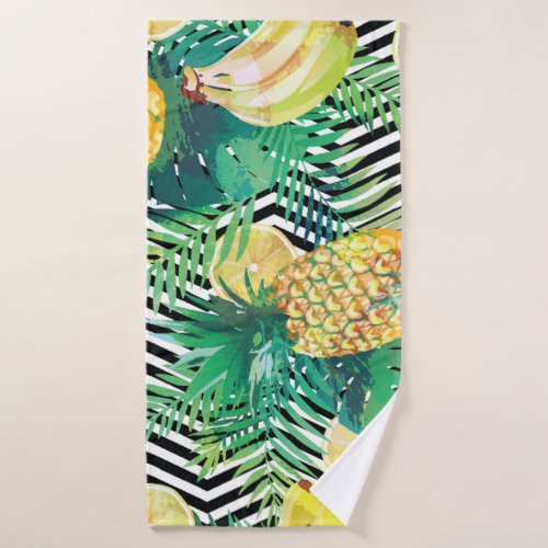 Exotic Bananas Lemons Tropical Seamless Bath Towel