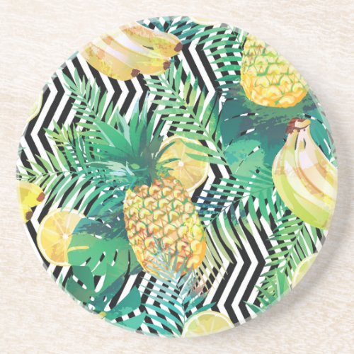 Exotic Bananas Lemons Tropical Seamless Coaster