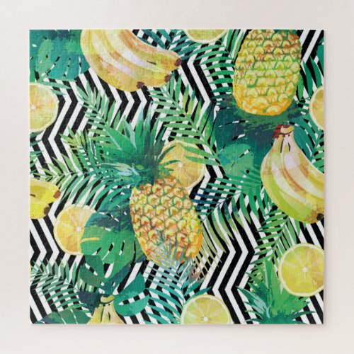 Exotic Bananas Lemons Tropical Seamless Jigsaw Puzzle