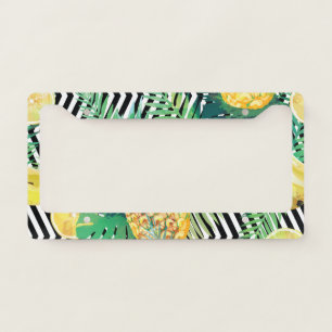 Exotic Bananas Lemons Tropical Seamless License Plate Frame