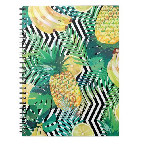 Exotic Bananas Lemons Tropical Seamless Notebook