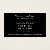 Exotic Batika Fashion Modern Tribal Business Cards (Back)