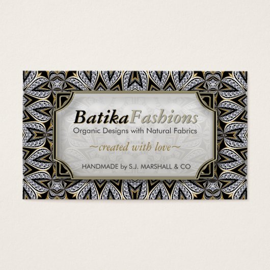 Exotic Batika Fashion Modern Tribal Business Cards (Front)