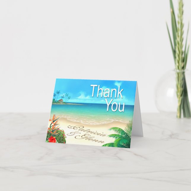 Exotic Beach 5.6"x4" Thank You Card (Front)