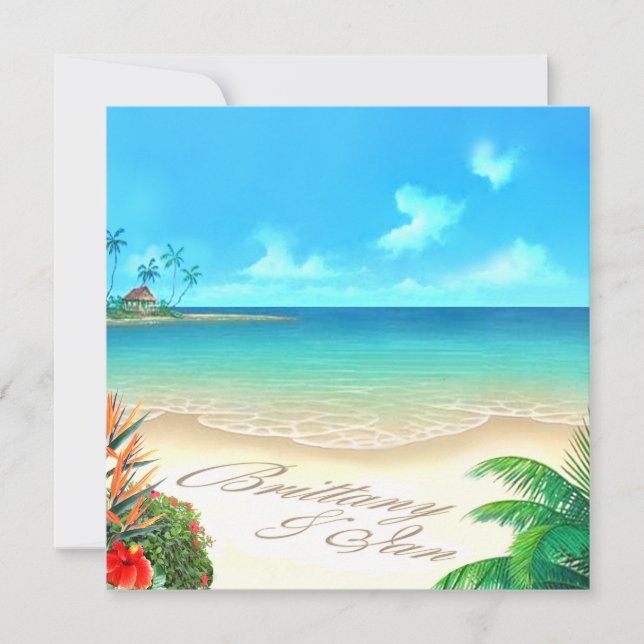 Exotic Beach (ask me to put your names in sand) Invitation (Front)