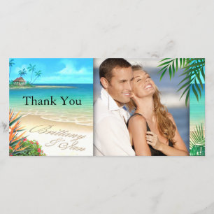 Exotic Beach ask me to put your names in the sand Thank You Card