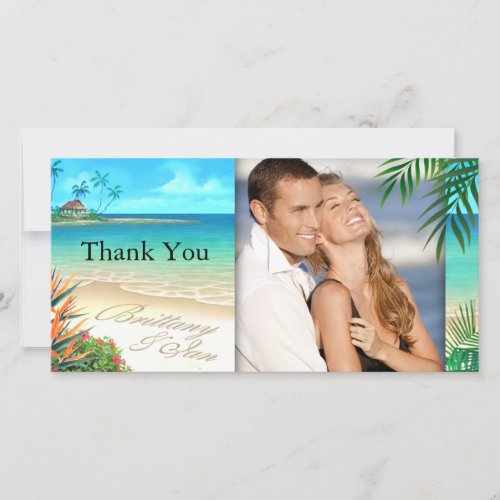 Exotic Beach ask me to put your names in the sand Thank You Card