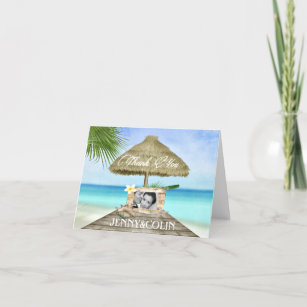 Exotic Beach Custom Photo Wedding Thank You Card