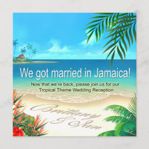 Exotic Beach Jamaica Reception get names in sand Invitation