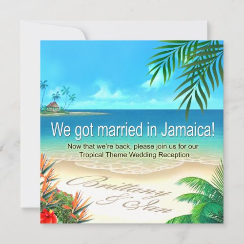 Exotic Beach Jamaica Reception get names in sand Invitation