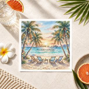 Exotic Beach Palm Trees Christmas in July Napkins
