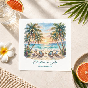 Exotic Beach Palm Trees Christmas in July Napkins