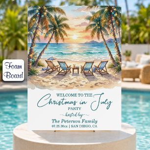Exotic Beach Palm Trees Christmas in July Welcome Foam Board