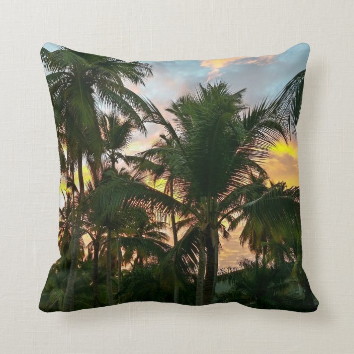 Exotic Beach Palm Trees Throw Pillow | Zazzle.com