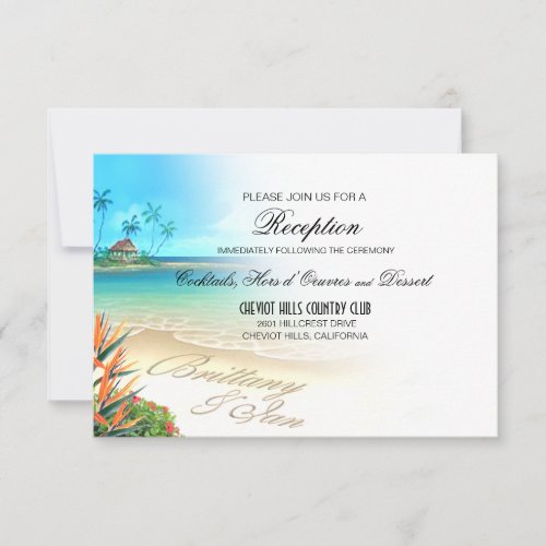 Exotic Beach Reception ask me about names in sand Invitation