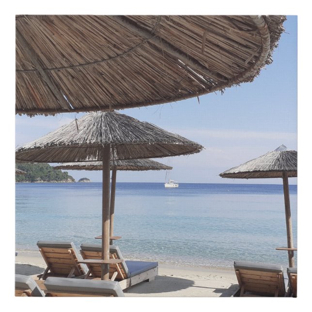 Exotic beach scene. Skiathos. Faux Canvas Print (Front)
