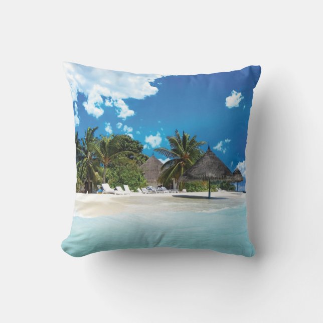 Exotic Beach  Throw Pillow (Front)
