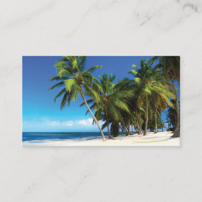 Exotic beach throw pillow business card (Front)