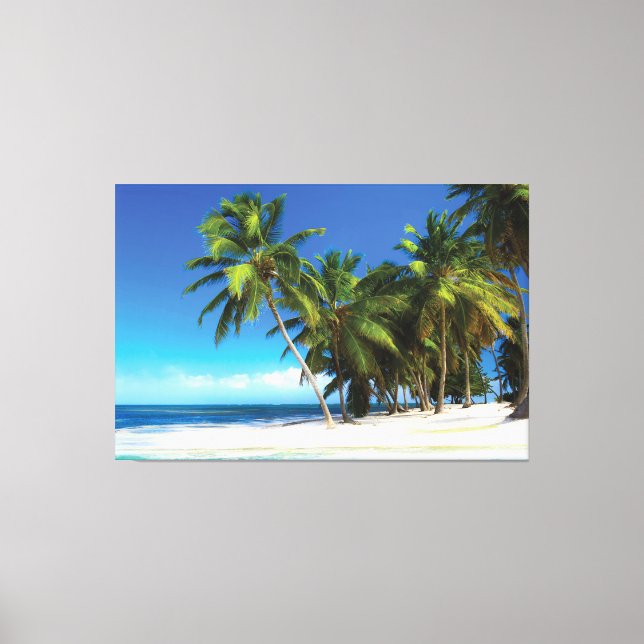 Exotic beach throw pillow canvas print (Front)