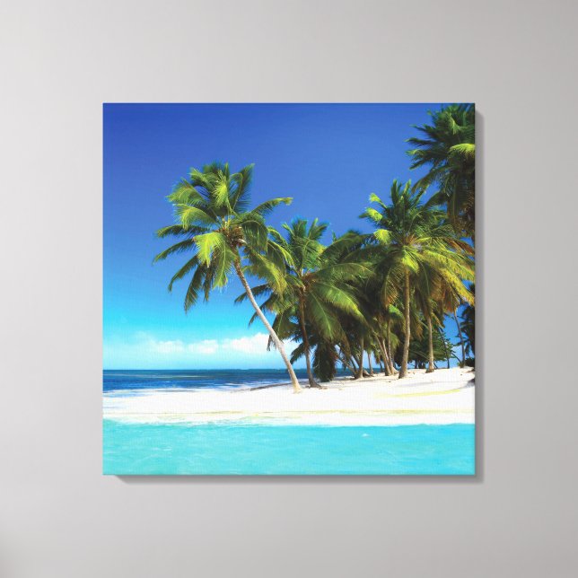 Exotic beach throw pillow canvas print (Front)