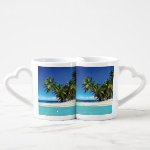 Exotic beach throw pillow coffee mug set