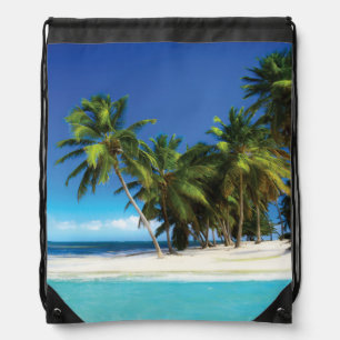 Exotic beach throw pillow drawstring bag