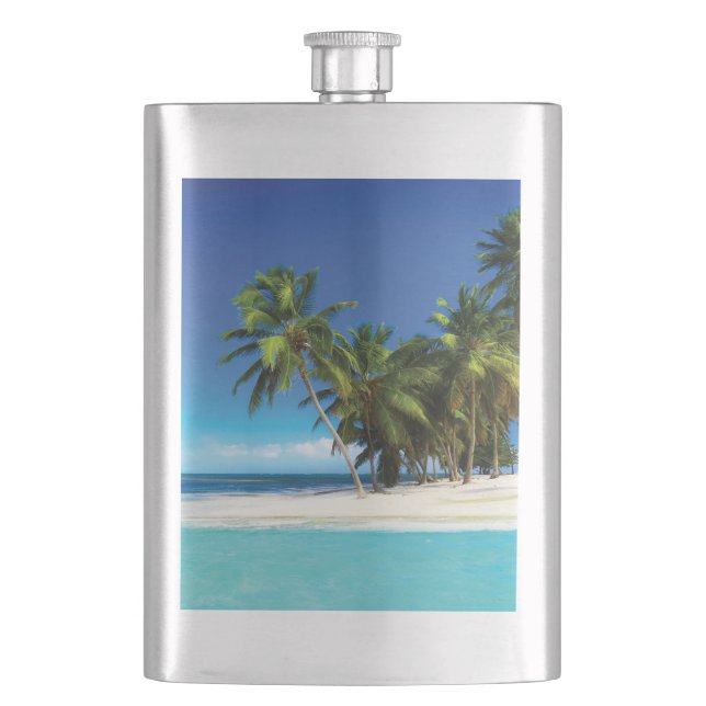 Exotic beach throw pillow flask (Front)