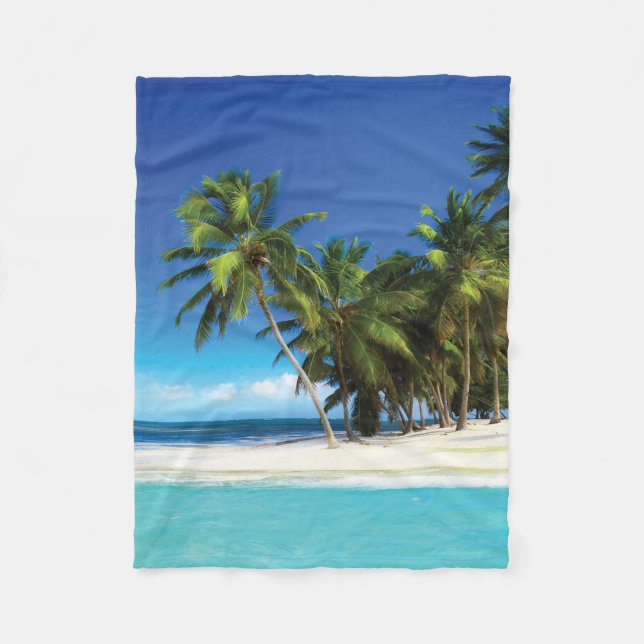 Exotic beach throw pillow fleece blanket (Front)
