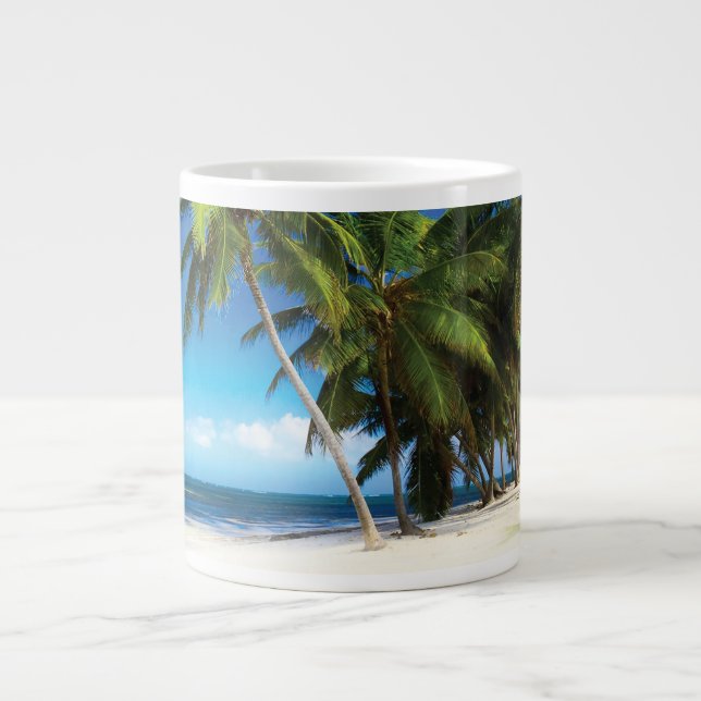 Exotic beach throw pillow giant coffee mug (Front)