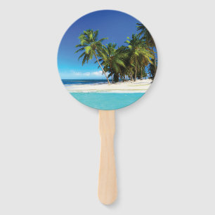 Exotic beach throw pillow hand fan