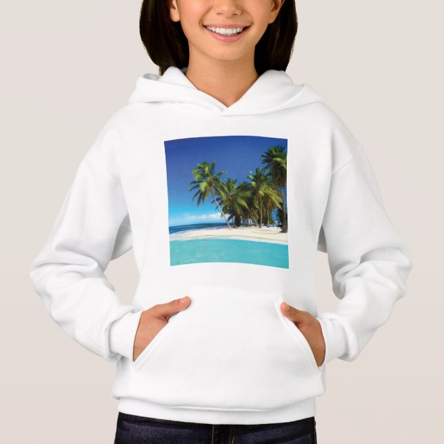 Exotic beach throw pillow hoodie (Front)