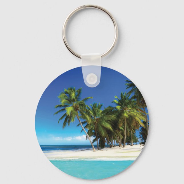 Exotic beach throw pillow keychain (Front)