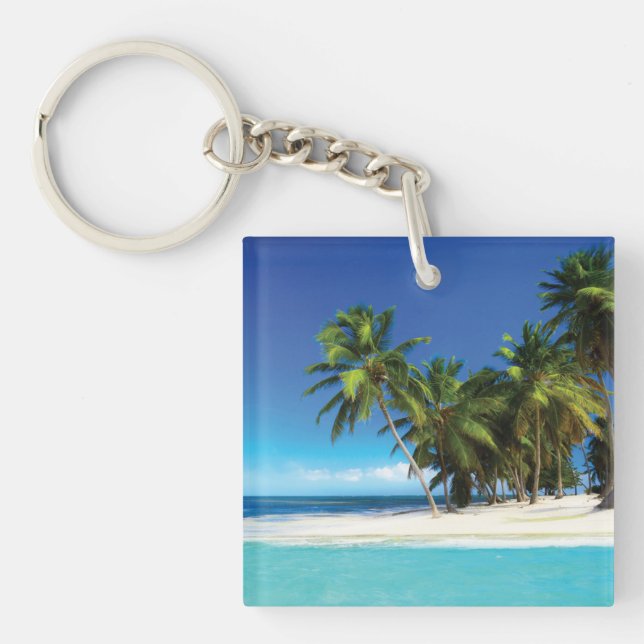 Exotic beach throw pillow keychain (Front)