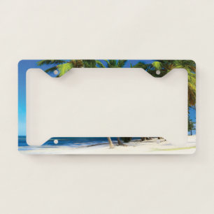 Exotic beach throw pillow license plate frame
