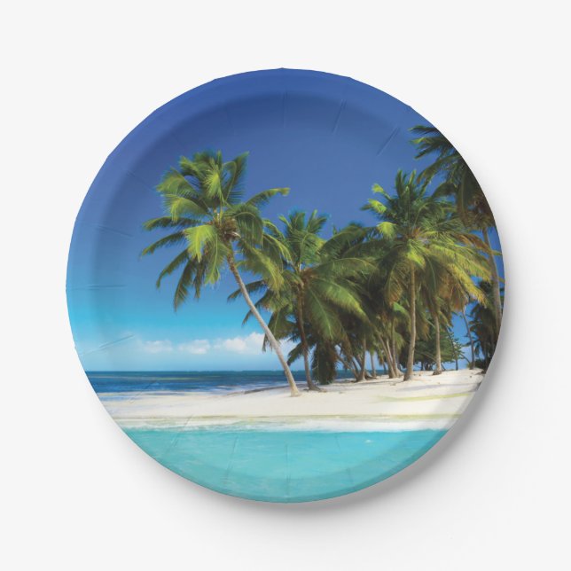 Exotic beach throw pillow paper plates (Front)