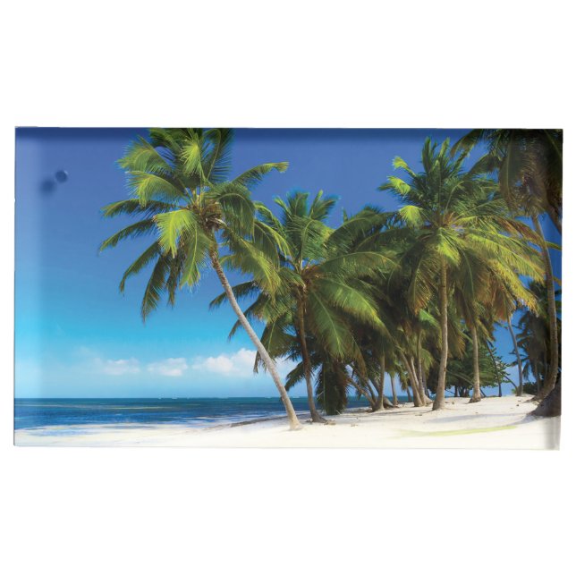 Exotic beach throw pillow place card holder (Front)