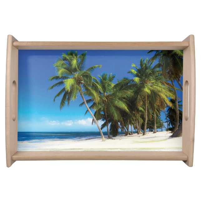 Exotic beach throw pillow serving tray (Front)