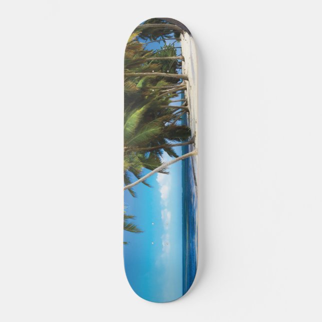 Exotic beach throw pillow skateboard (Front)