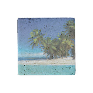 Exotic beach throw pillow stone magnet