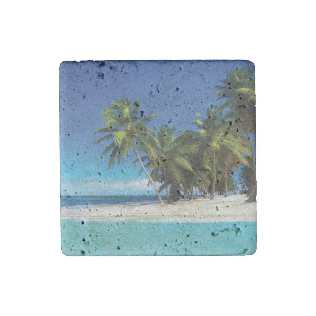 Exotic beach throw pillow stone magnet (Front)