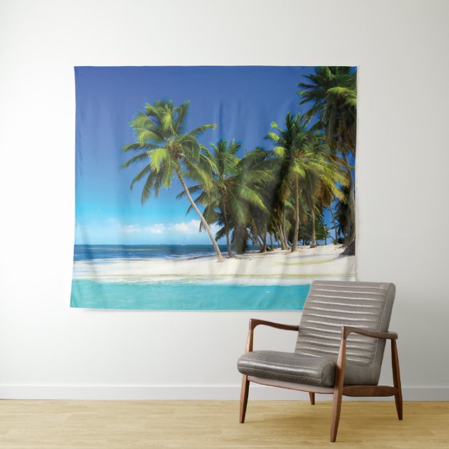 Exotic beach throw pillow tapestry (In Situ (Horizontal))