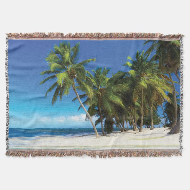 Exotic beach throw pillow throw blanket (Front)