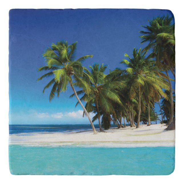 Exotic beach throw pillow trivet (Front)