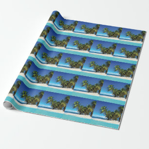 Exotic beach throw pillow wrapping paper