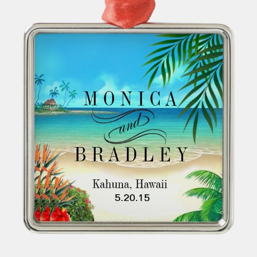 Exotic Beach Tropical Destination Wedding Metal Ornament